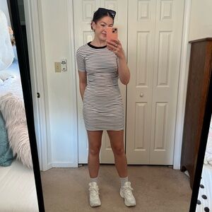 Short Black and White Striped Bodycon Dress